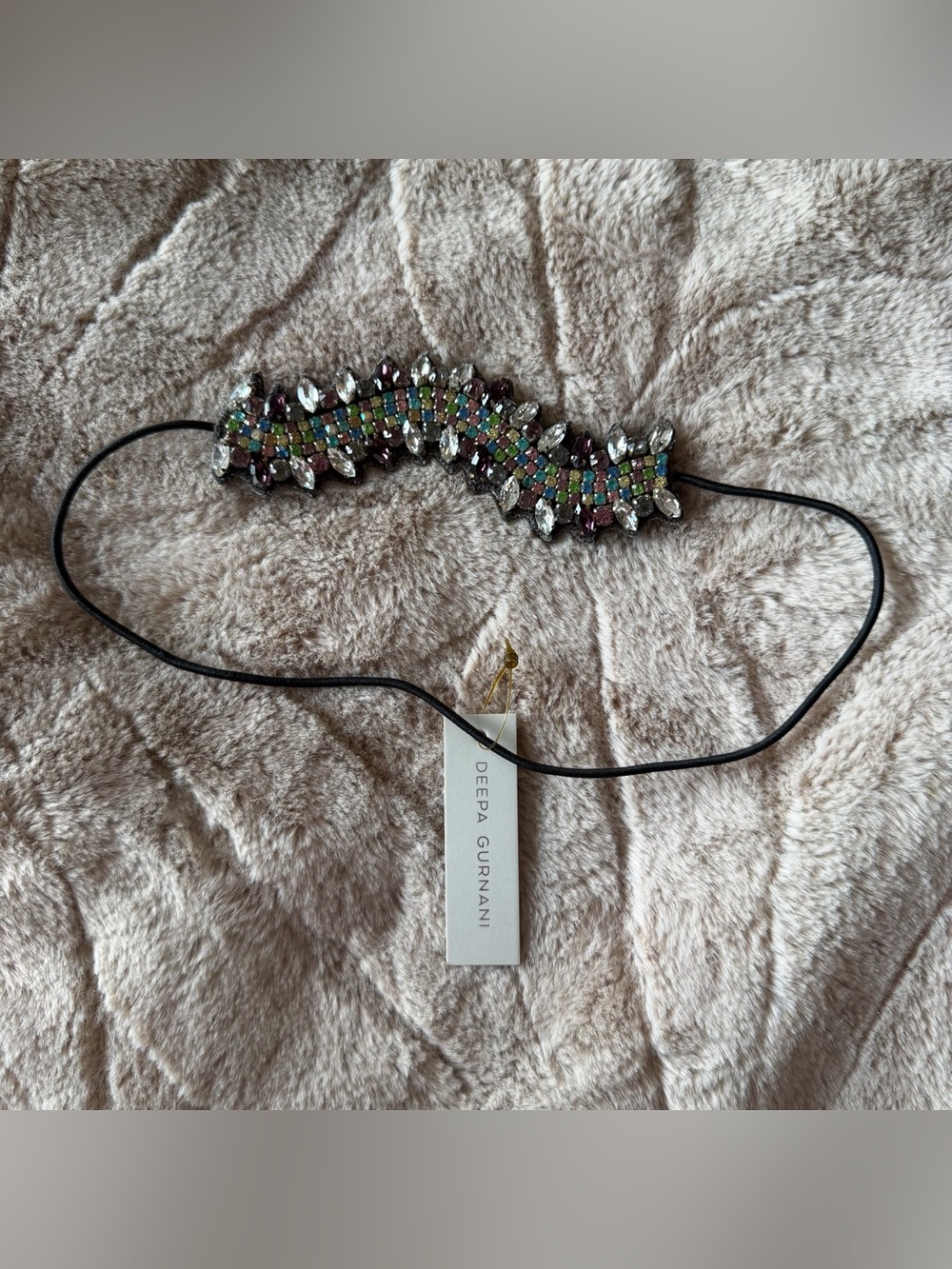 Deepa gurnani elastic Multicolored Crystal Embellished Headband